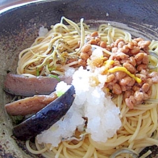 南蛮茄子納豆小女子パスタ